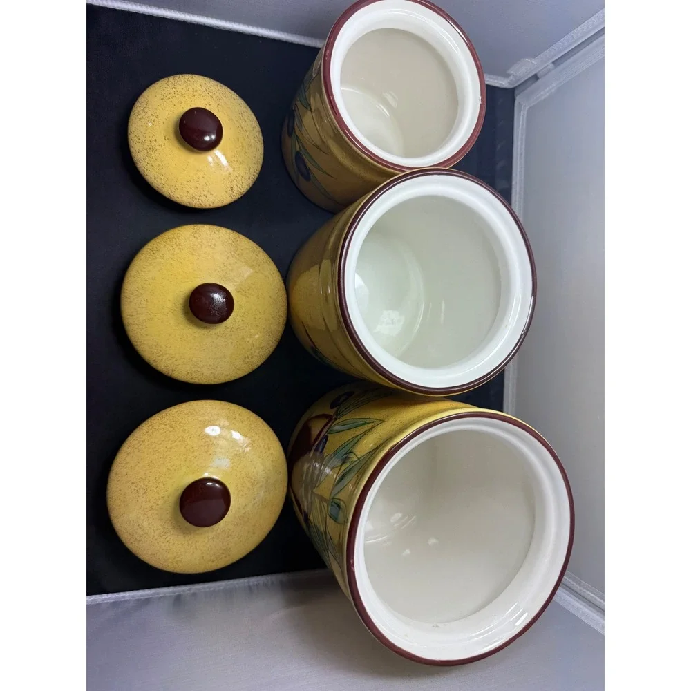 Vintage Italian Style Yellow Cookie Jars‎ Kitchen Storage Canisters Set of 3